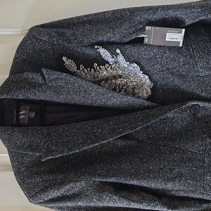 WORTHINGTON BRAND WOMEN'S FANCY BLACK AND WHITE SEQUINS APPLIQUE BLAZER SIZE XS